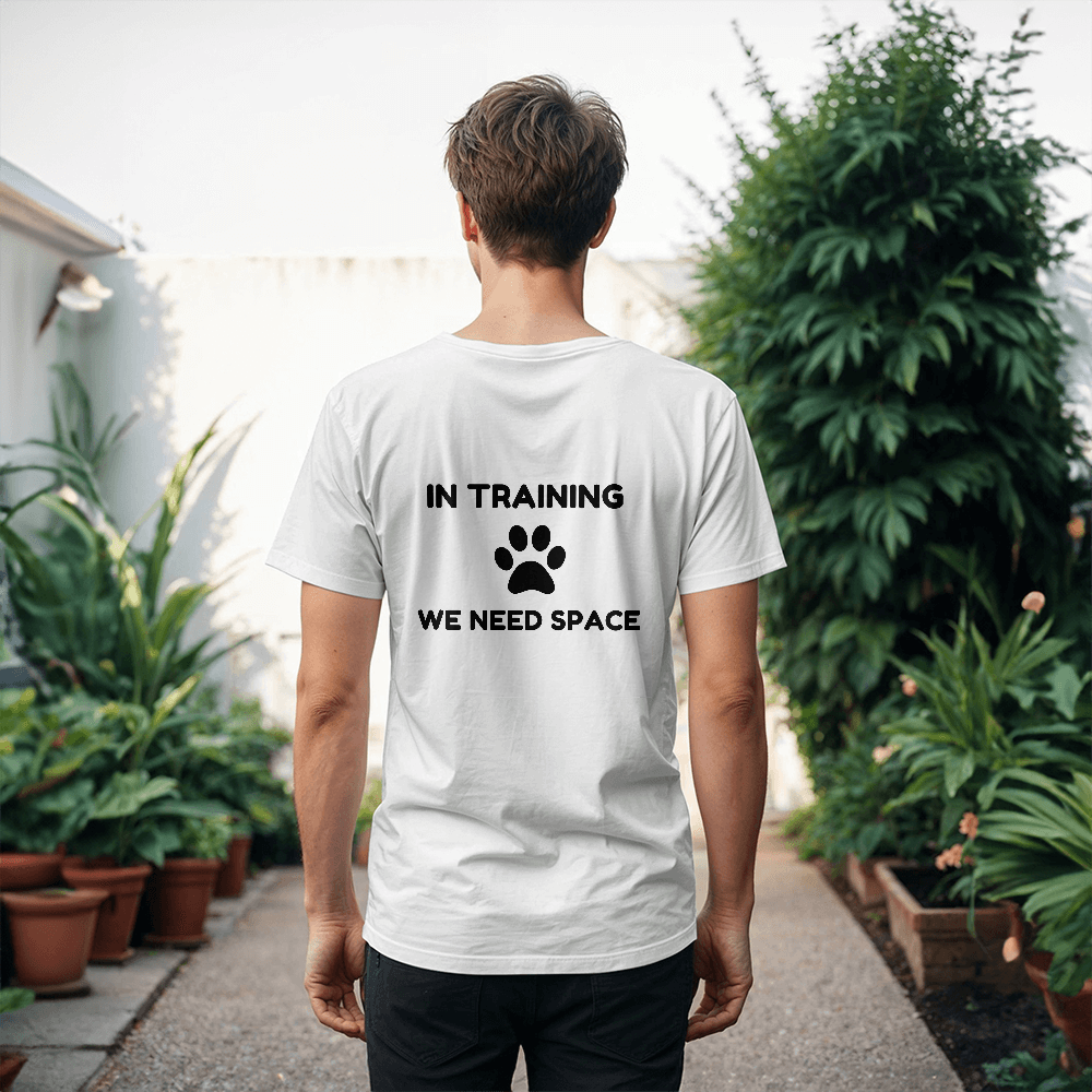 Dog Training Alert T-Shirt – 'In Training, We Need Space' Design